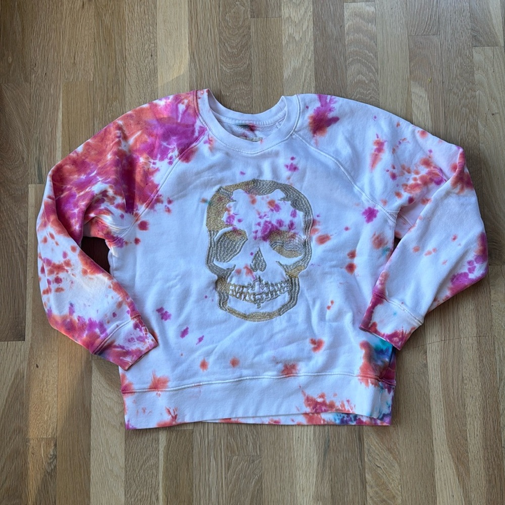 Zadig & Voltaire Tie-Dye Skull Sweater - Pink and Orange